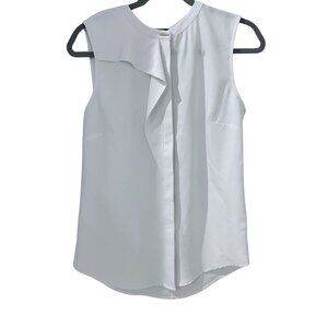 Elizabeth and Clarke sleeveless ruffle button up shirt